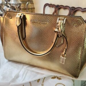 NWT MICHAEL by Michael Kors gold leather satchel
